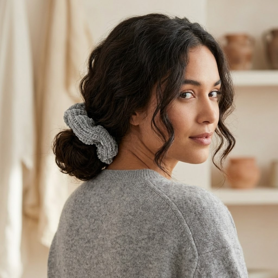 Knitted Matcha Rib Scrunchie Hair Accessories