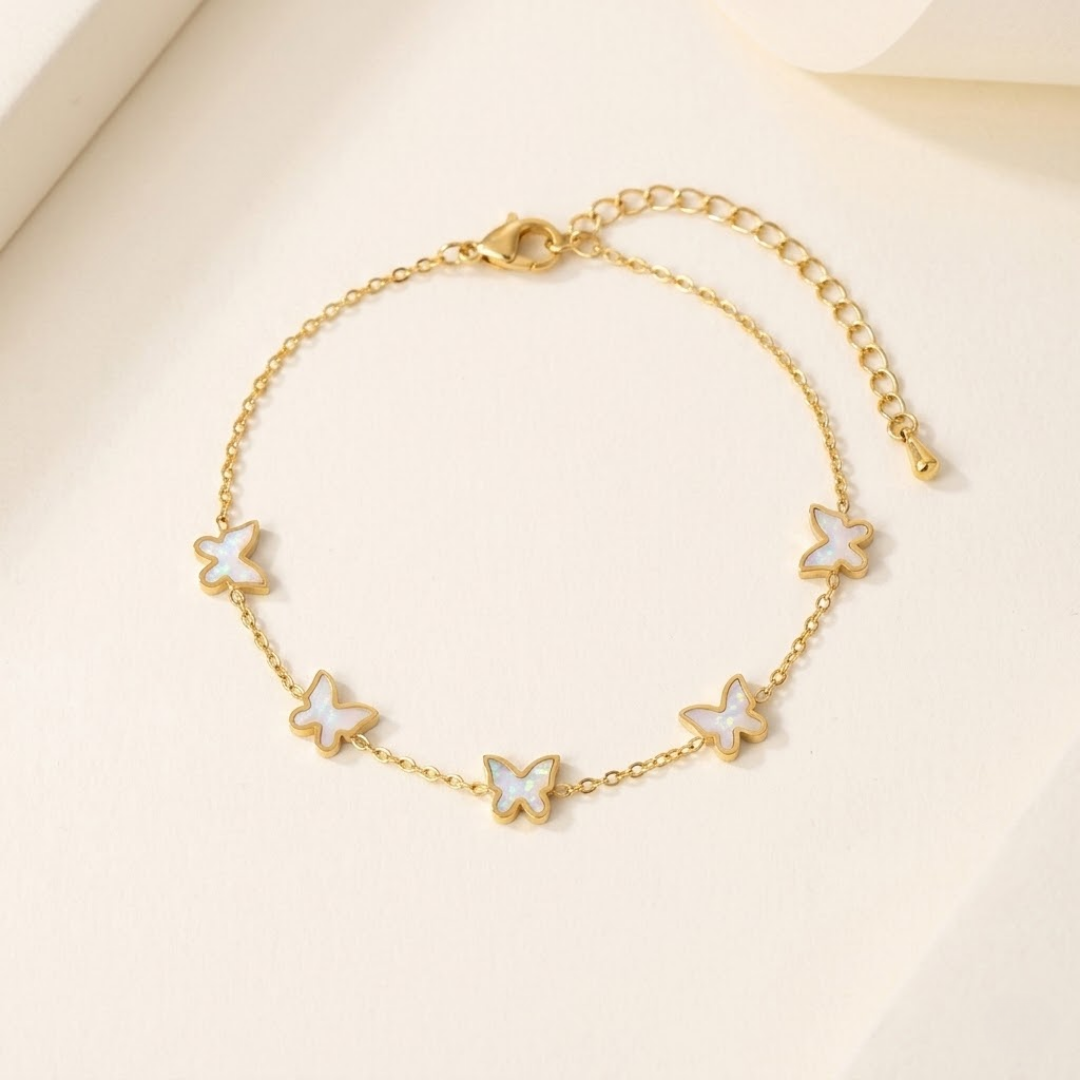 Aveline Butterfly Gold Line Titanium Bracelet