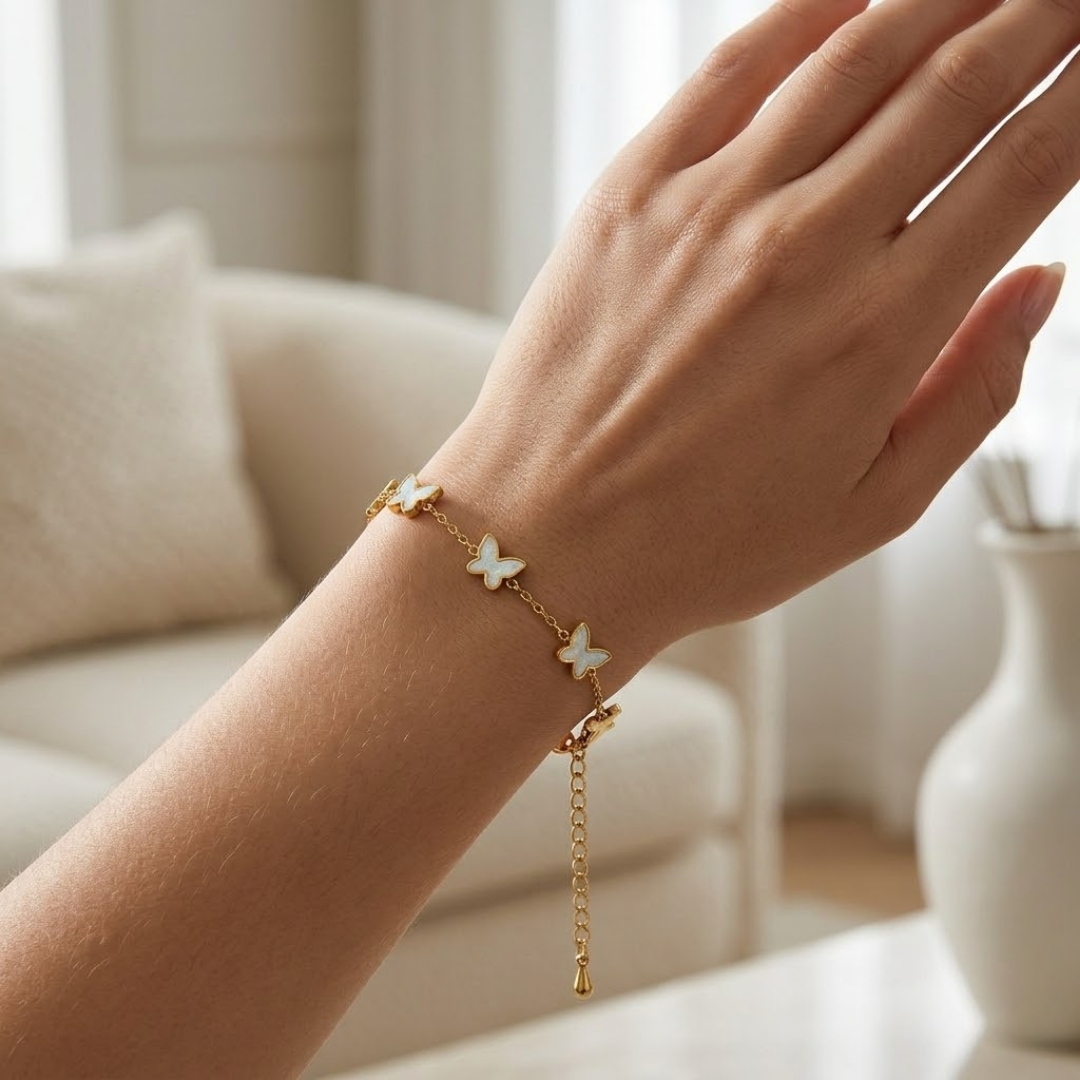 Aveline Butterfly Gold Line Titanium Bracelet