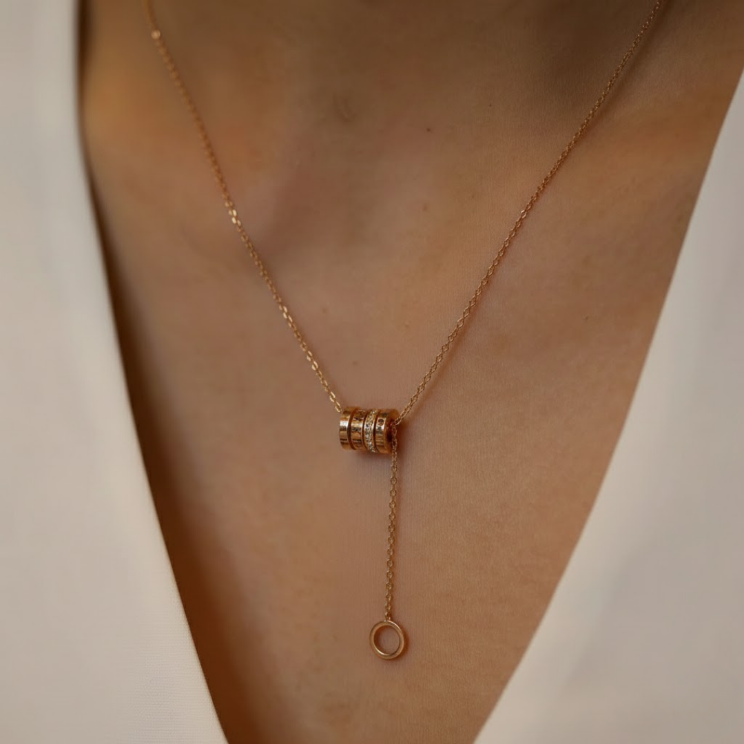 Axis Drop Rose Gold Titanium Necklace