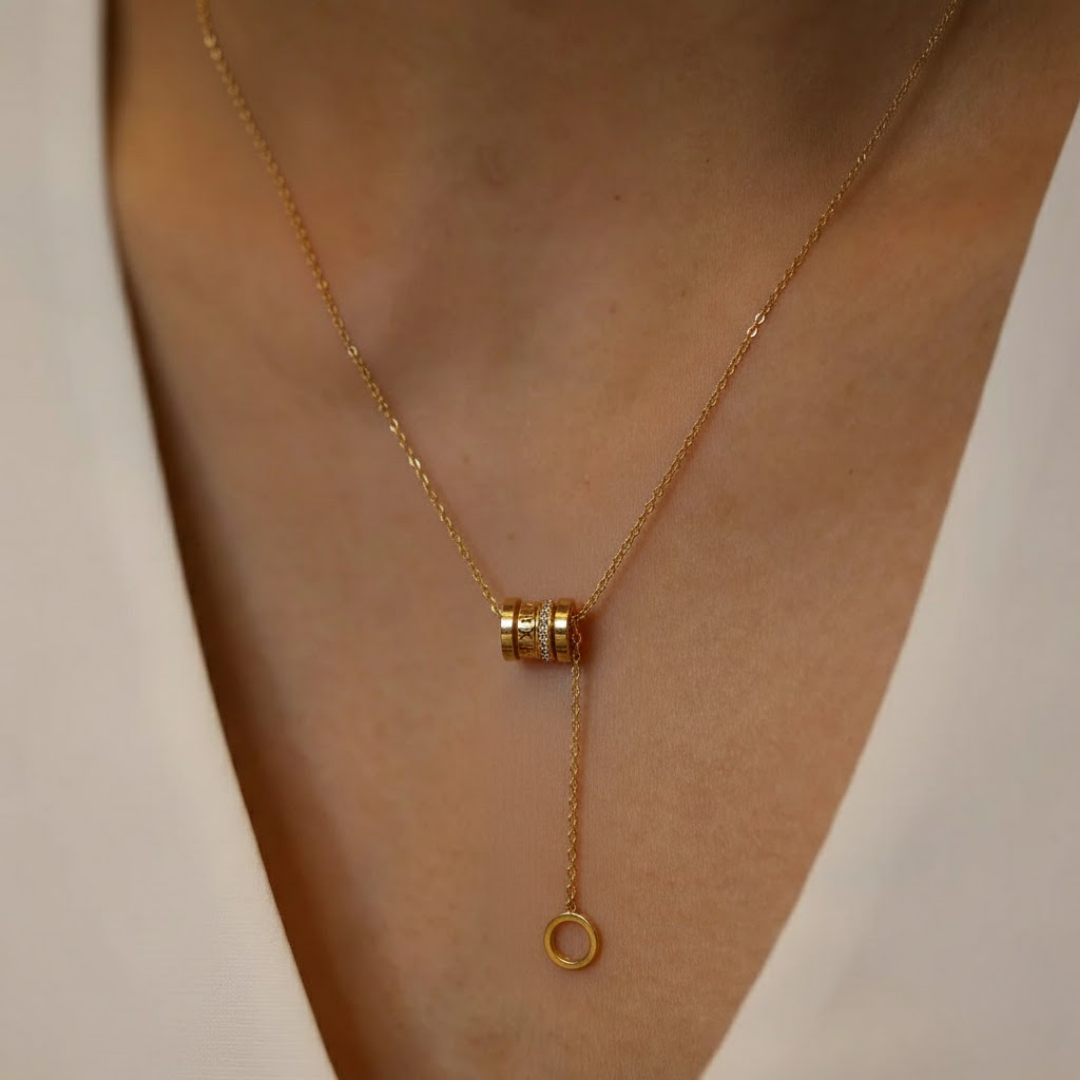 Axis Drop Rose Gold Titanium Necklace