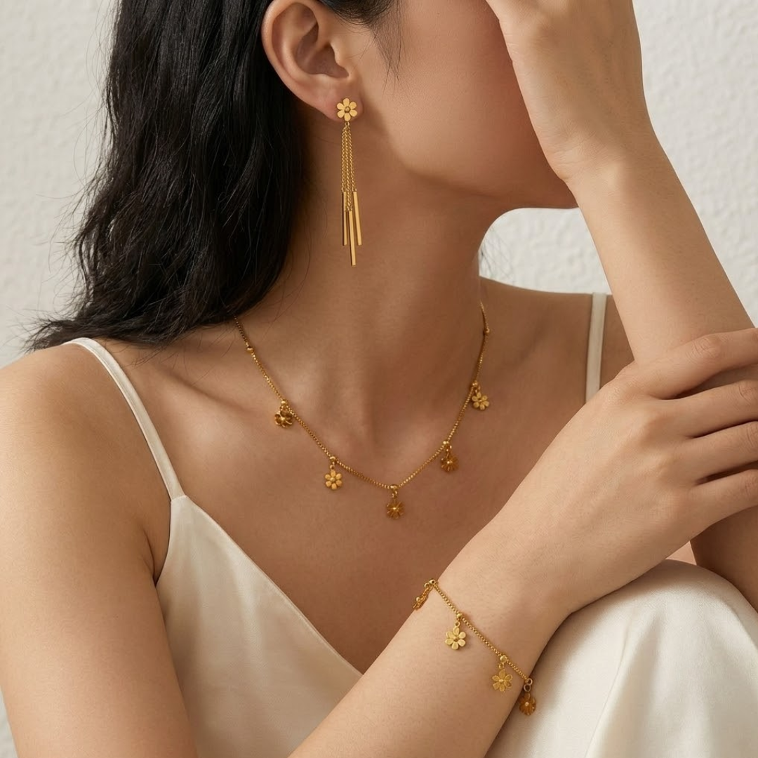 Bellis Atelier Gold Titanium Jewelry Set