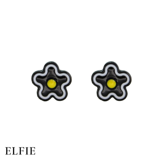 Black Daisy Stud Non-Titanium Earring