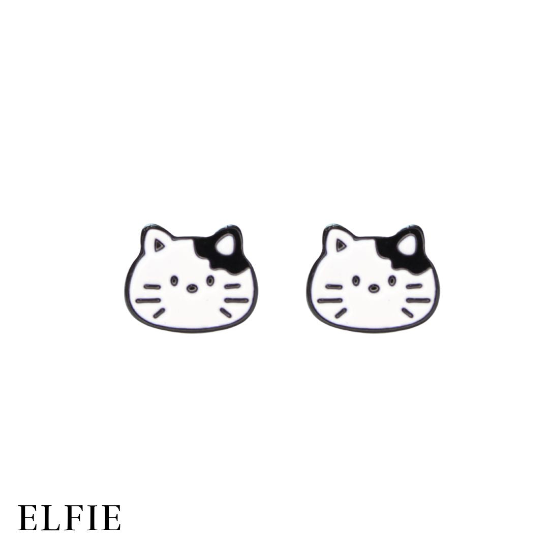 Black N' White Cat Stud Earring