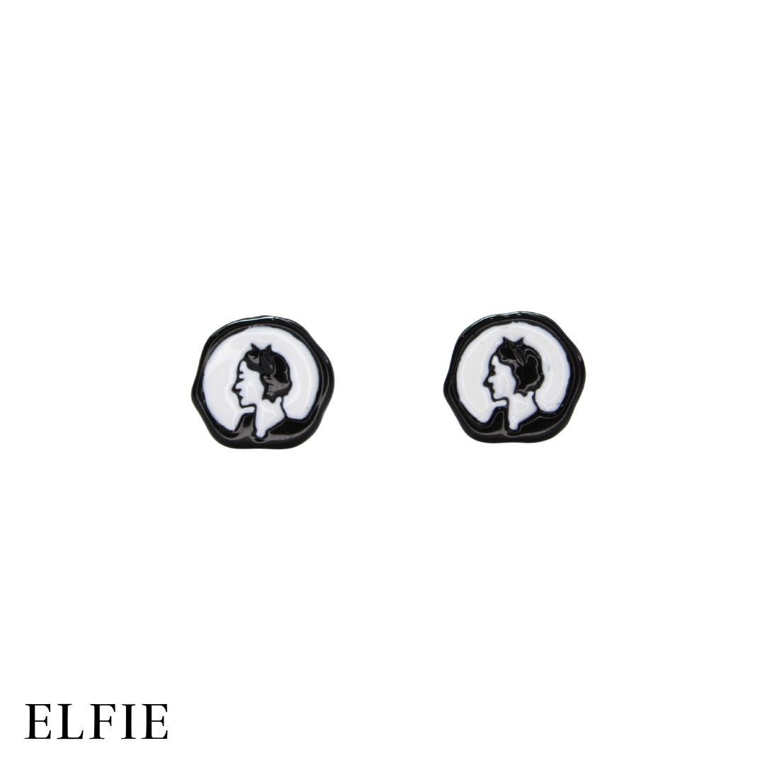 Black N' White Cat Woman Stud Earring