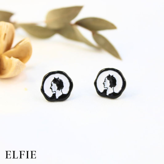 Black N' White Cat Woman Stud Earring