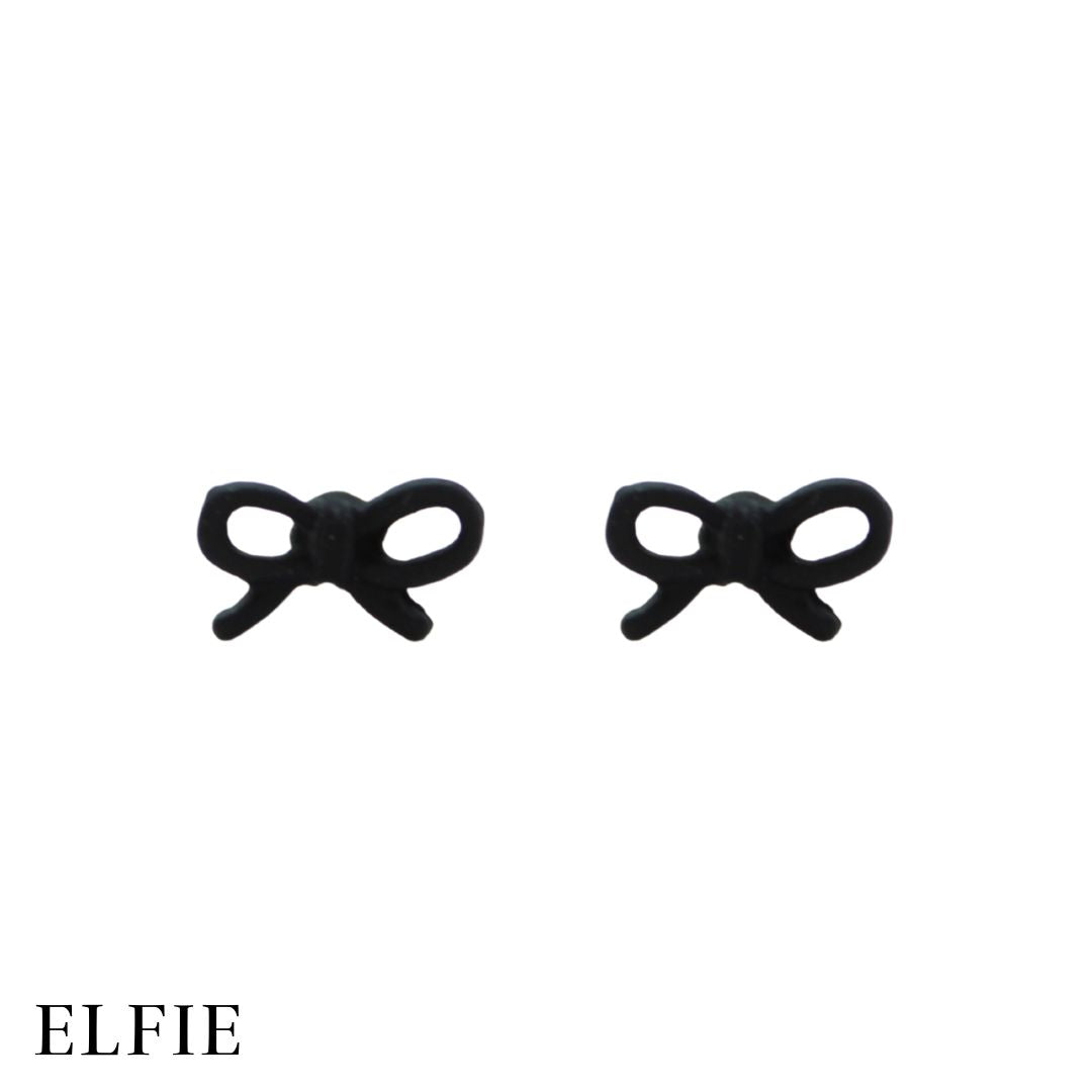 Black Ribbon Stud Earring