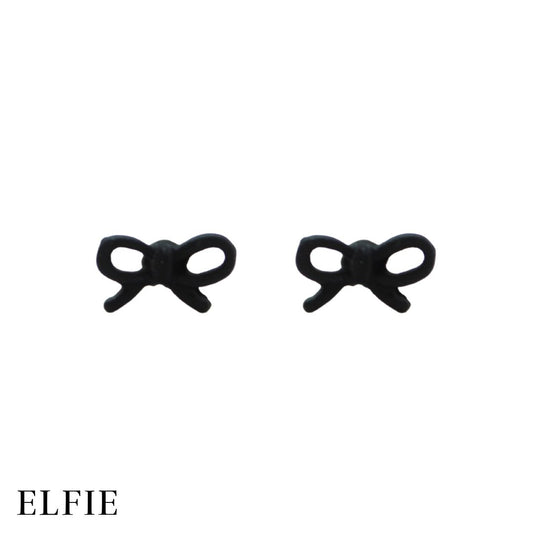 Black Ribbon Stud Non-Titanium Earring