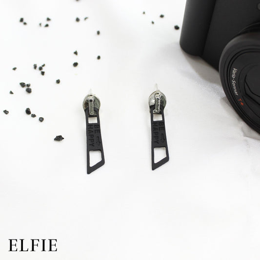 Black Zip Stud Earring