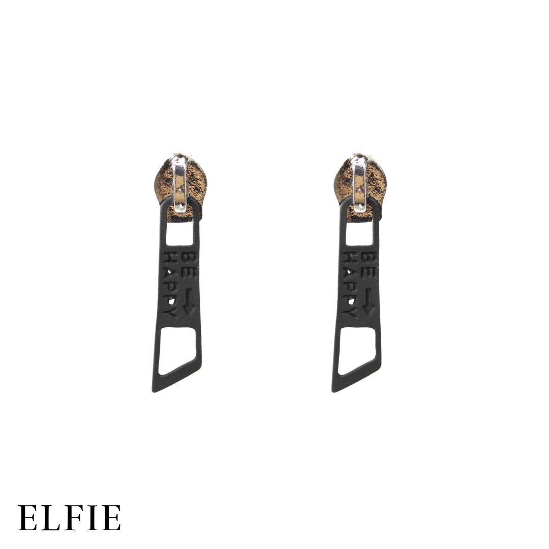 Black Zip Stud Earring