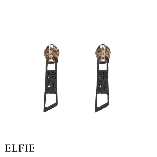 Black Zip Stud Non-Titanium Earring