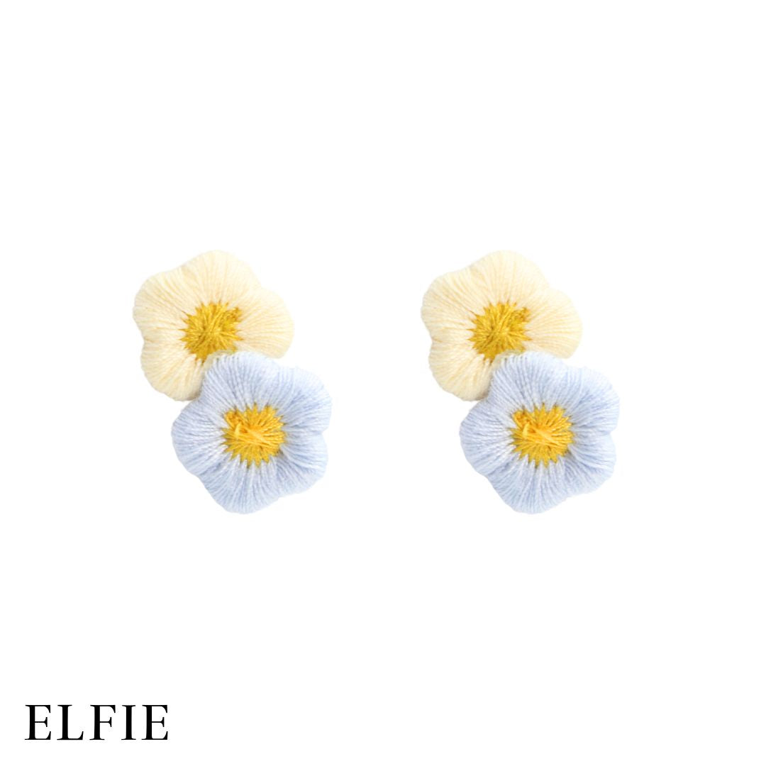 Blue And White Stitching Stud Earring