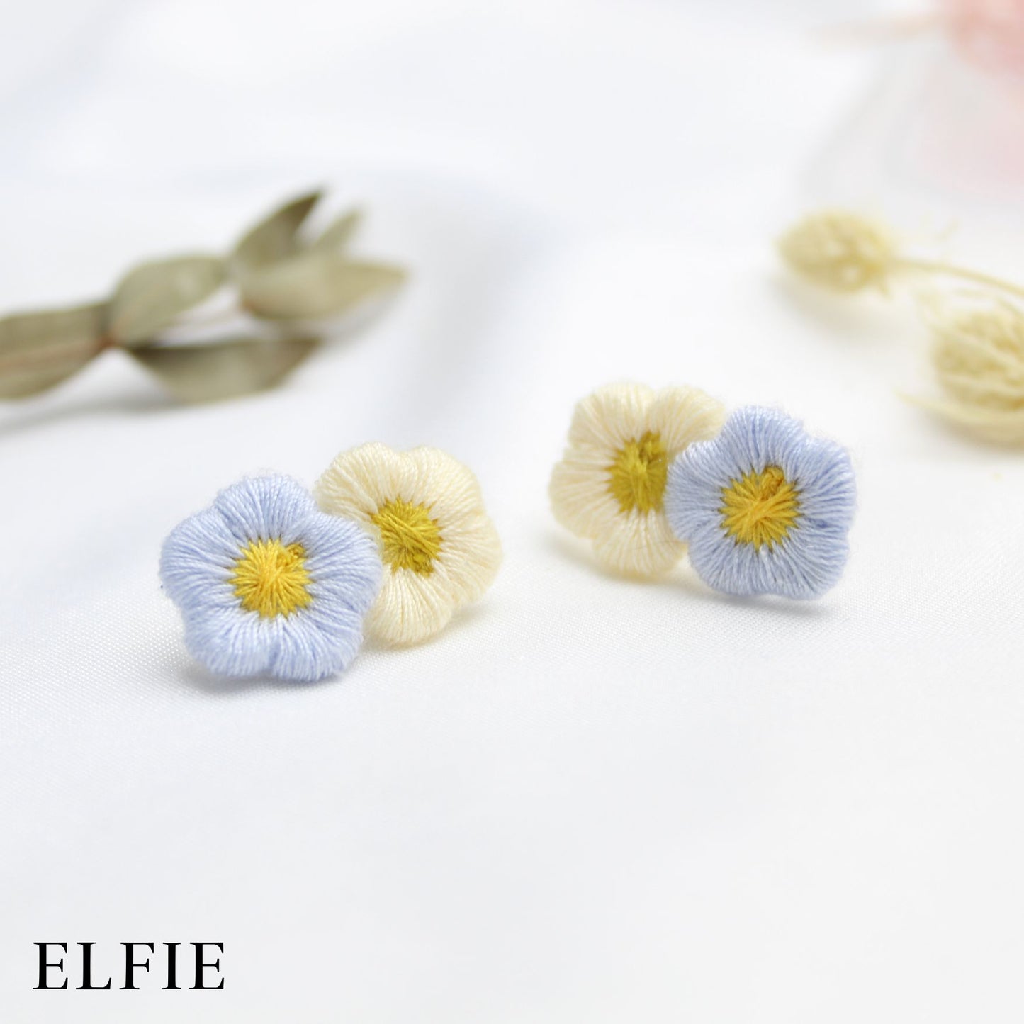 Blue And White Stitching Stud Earring