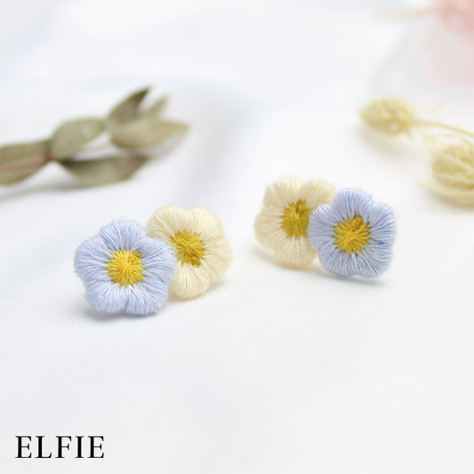 Blue And White Stitching Stud Earring