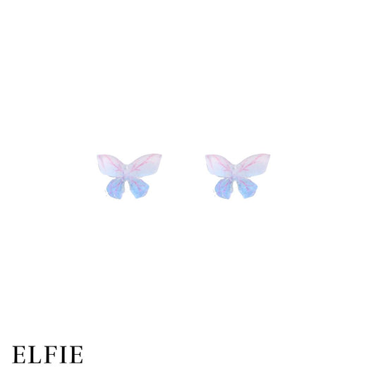 Blue N' Purple Butterfly Clear Stud Non-Titanium Earring
