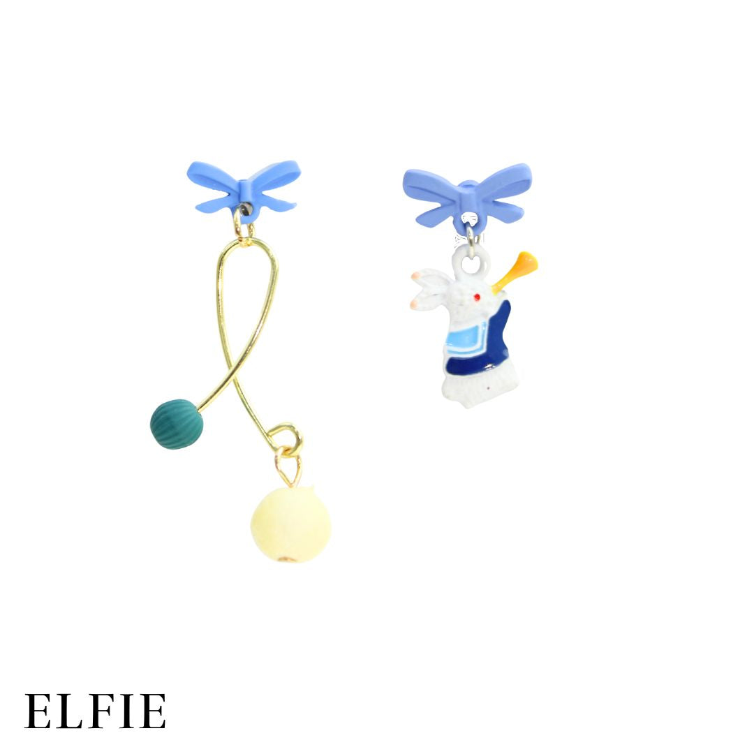 Blue Rabbit Trumpet Stud Earring