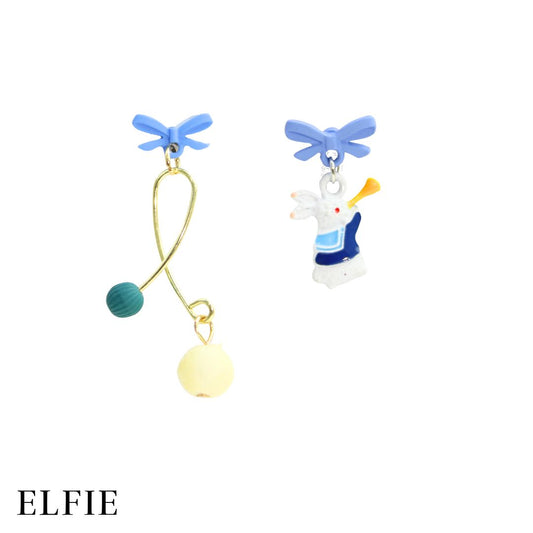 Blue Rabbit Trumpet Stud Non-Titanium Earring