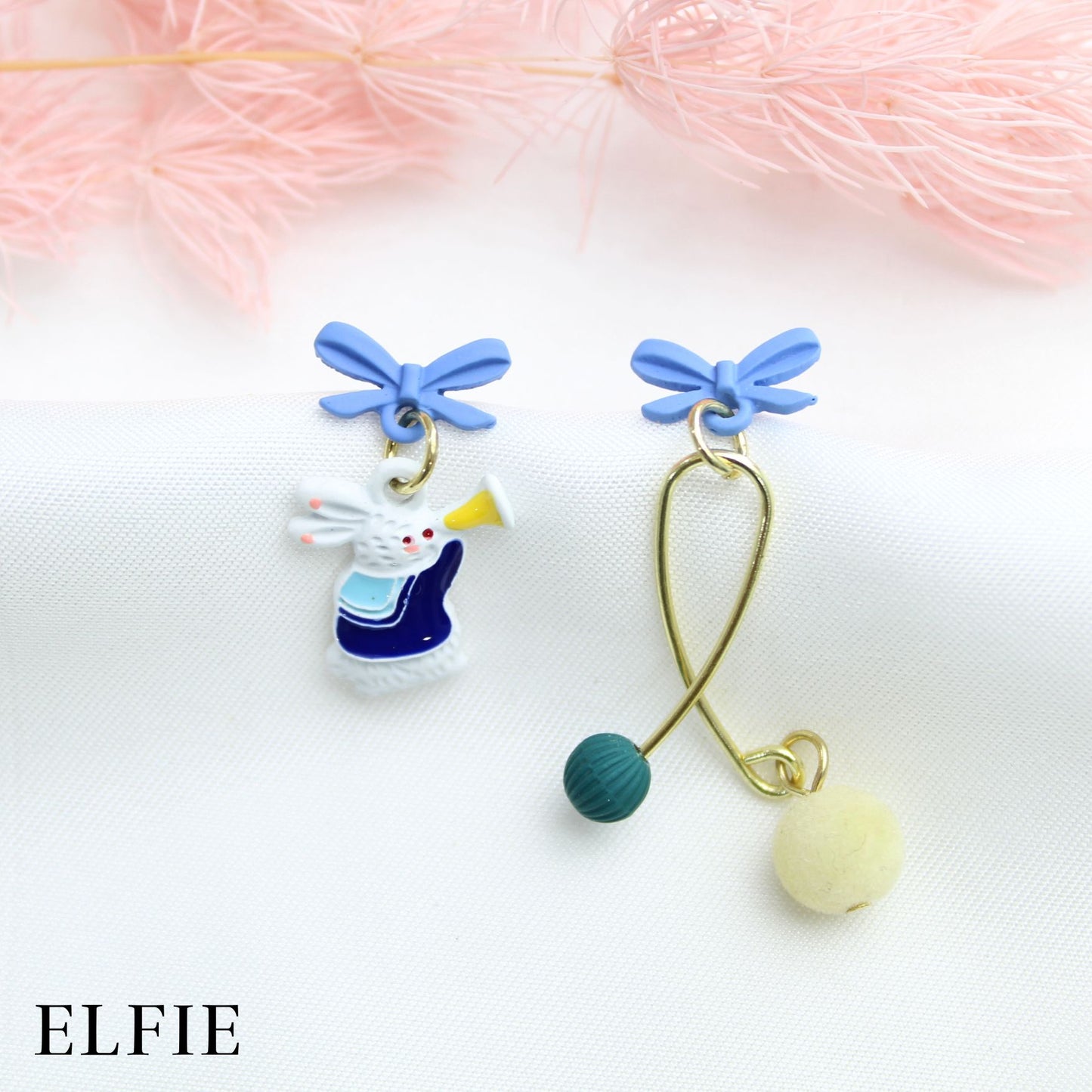 Blue Rabbit Trumpet Stud Earring
