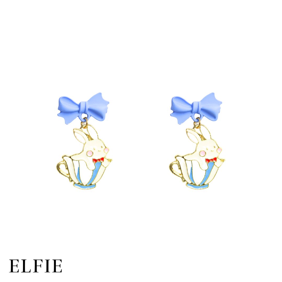 Blue Ribbon Rabbit Stud Earring