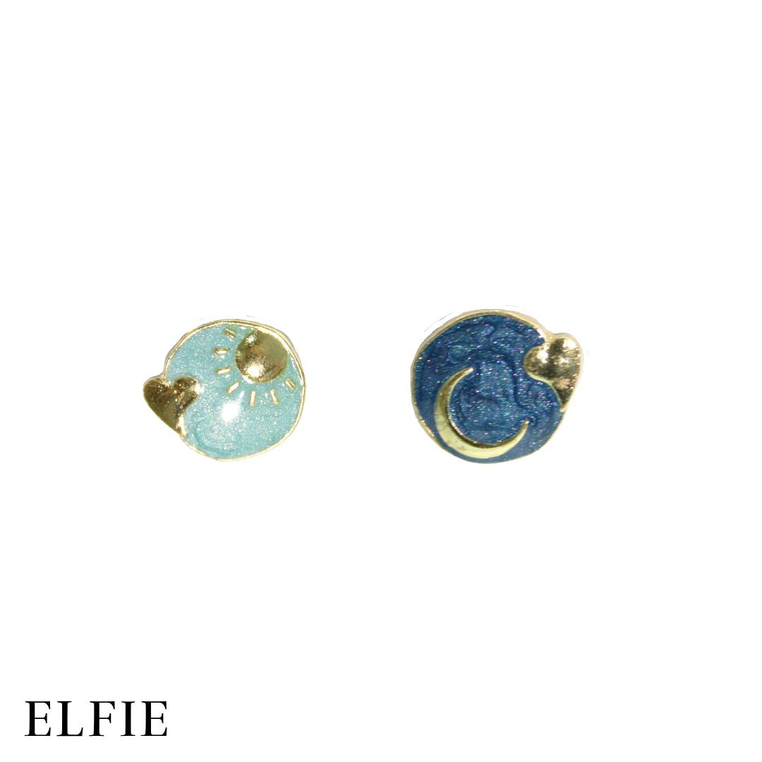 Blue Sun And Moon Stud Earring