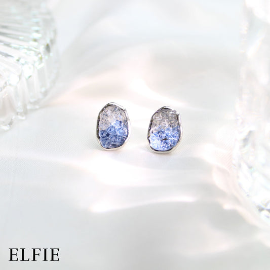 Blue White Crystal Clear Stud Earring