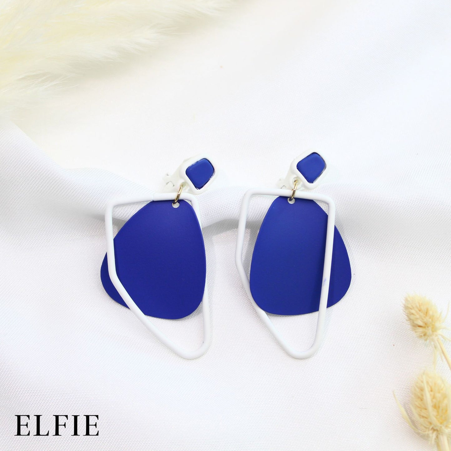 Blue White Guitar Picker Earring