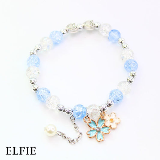 Blue & White Floral Glass Bracelet