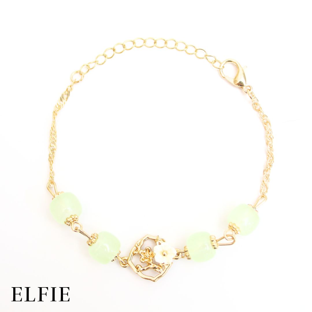Jade Green Sakura Glass Bracelet