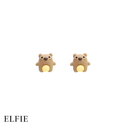 Brown Teddy Stud Non-Titanium Earring