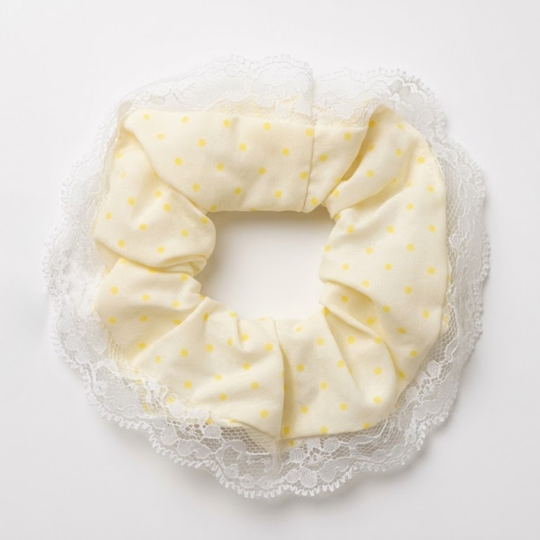 Butter Dot Lace Scrunchie Hair Accessories