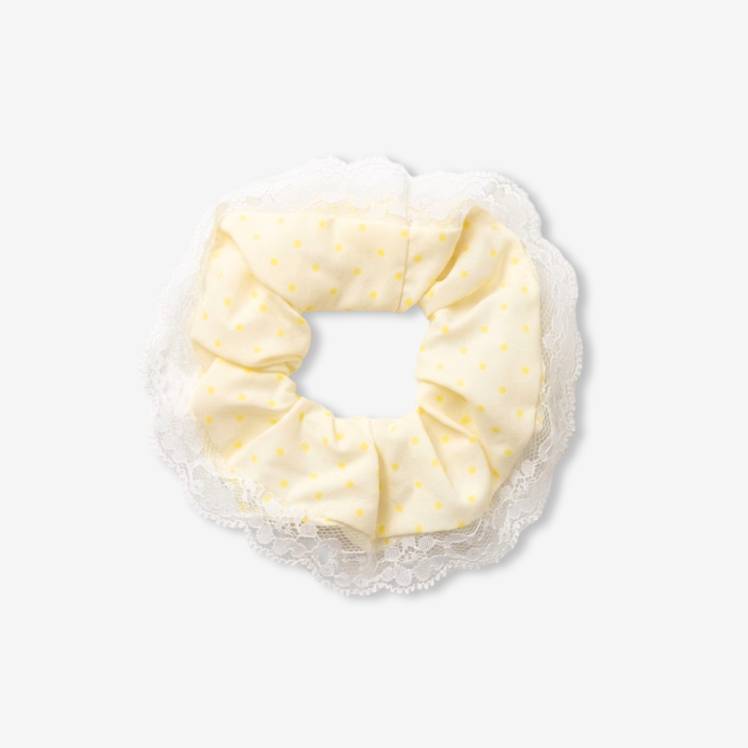 Butter Dot Lace Scrunchie Hair Accessories