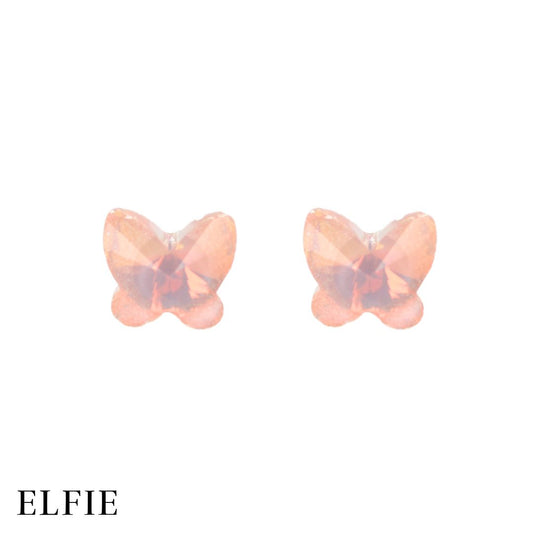 Butterfly Pink Crystal Stud Non-Titanium Earring
