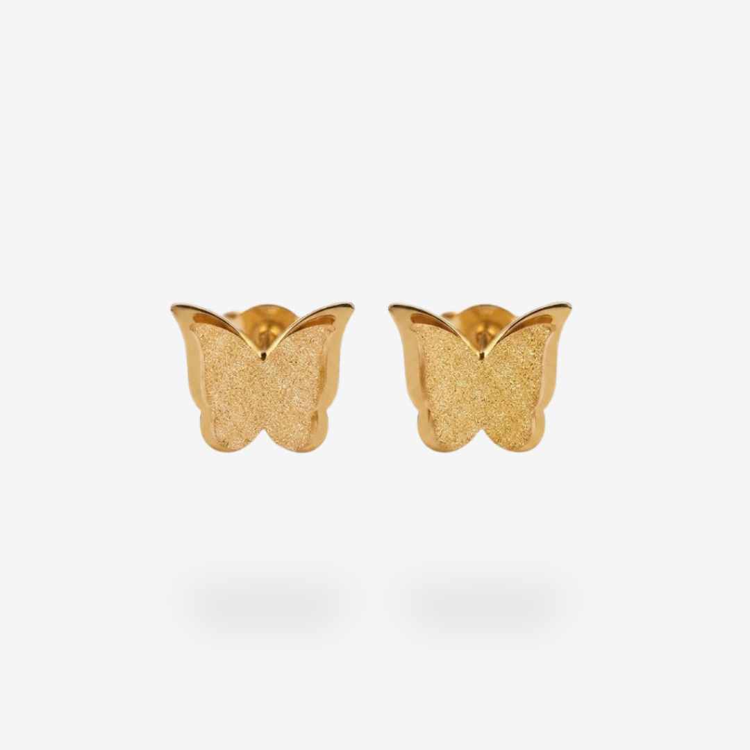 Pendiente de titanio plateado con forma de mariposa brillante