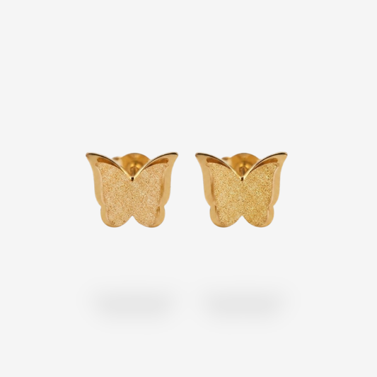 Pendiente Mariposa Brillo Tachuela Oro Titanio