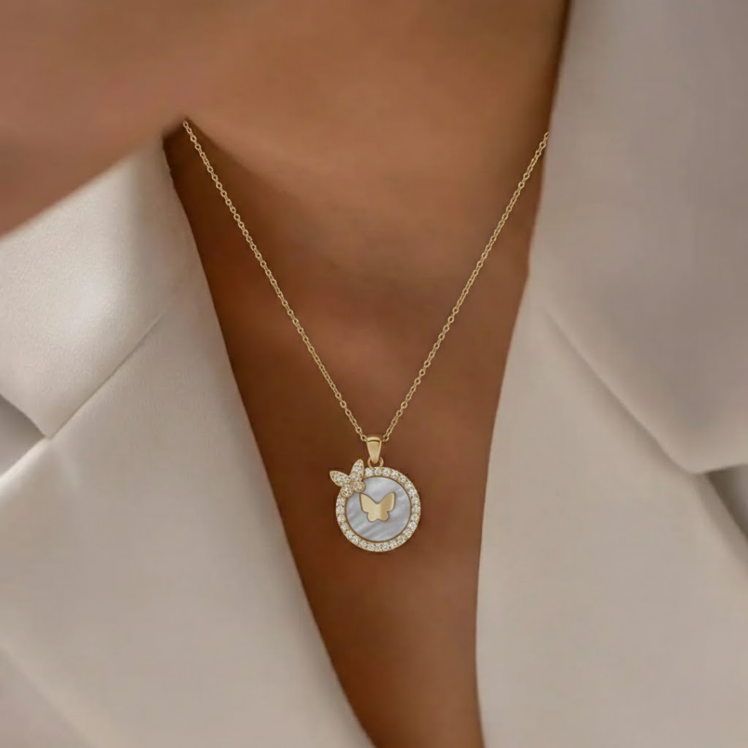 Butterfly Aura Gold Titanium Necklace