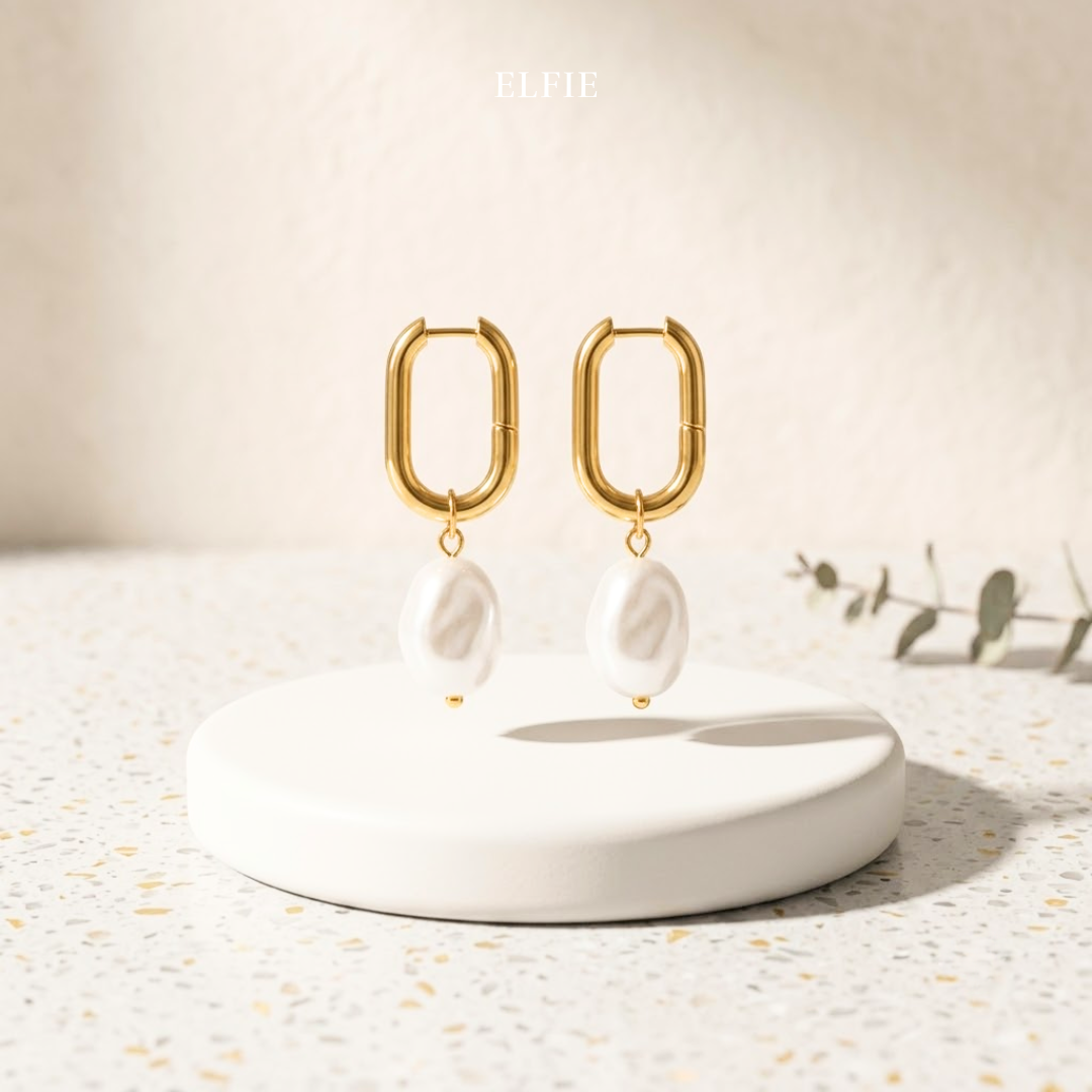 Bianca Freshwater Pearl Hoop Titanium Earrings