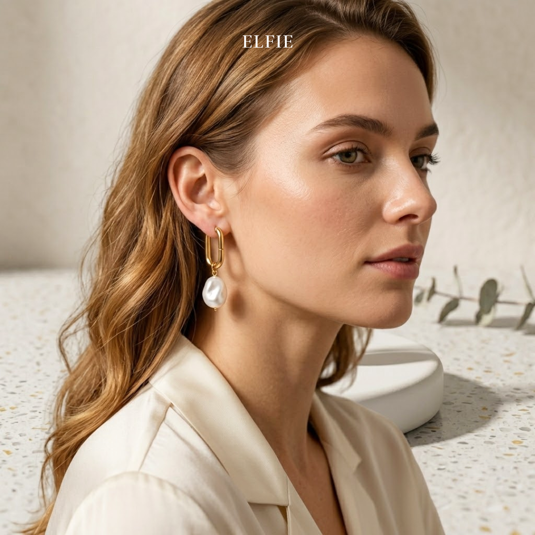 Bianca Freshwater Pearl Hoop Titanium Earrings