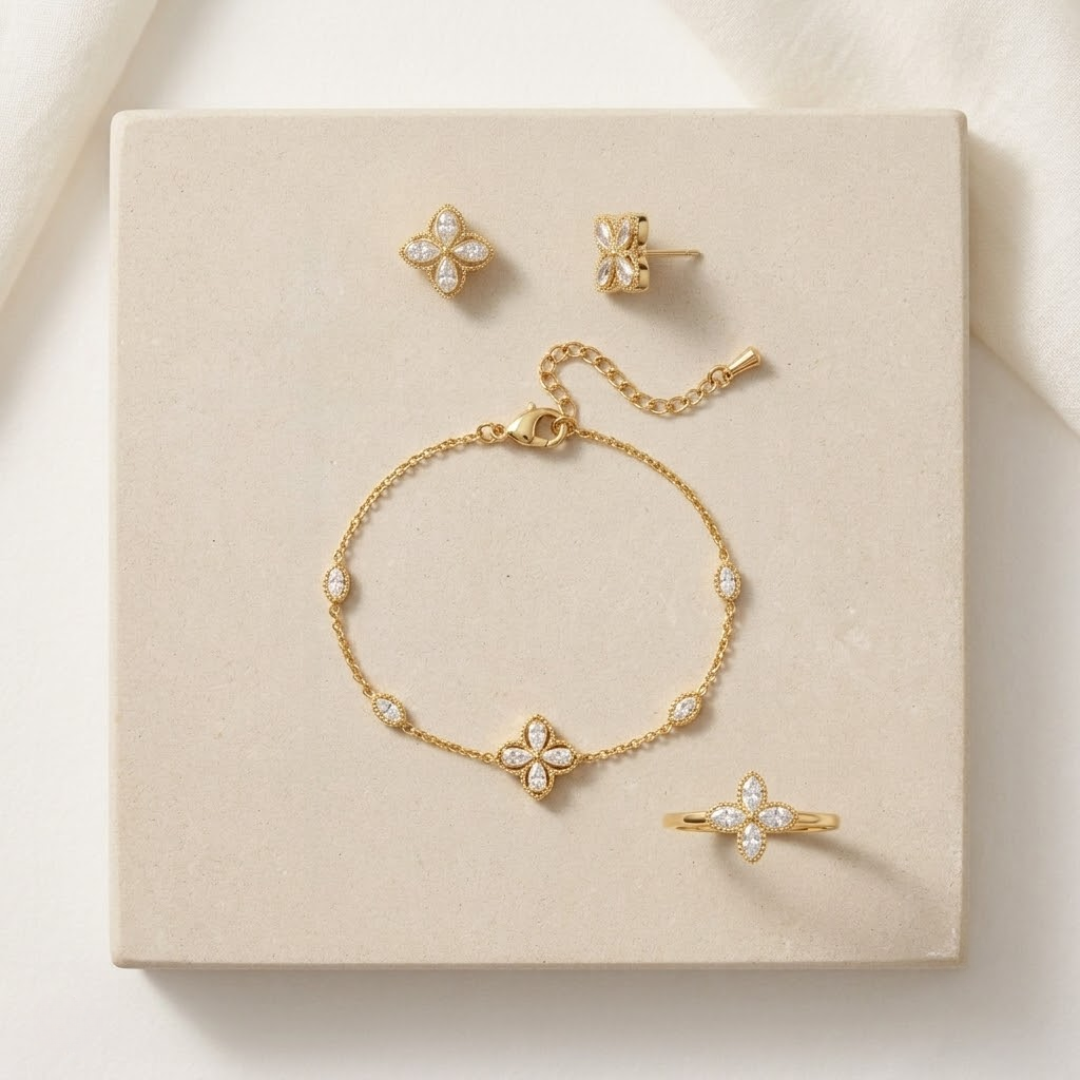 Camelia Sigil Gold Titanium Jewelry Set