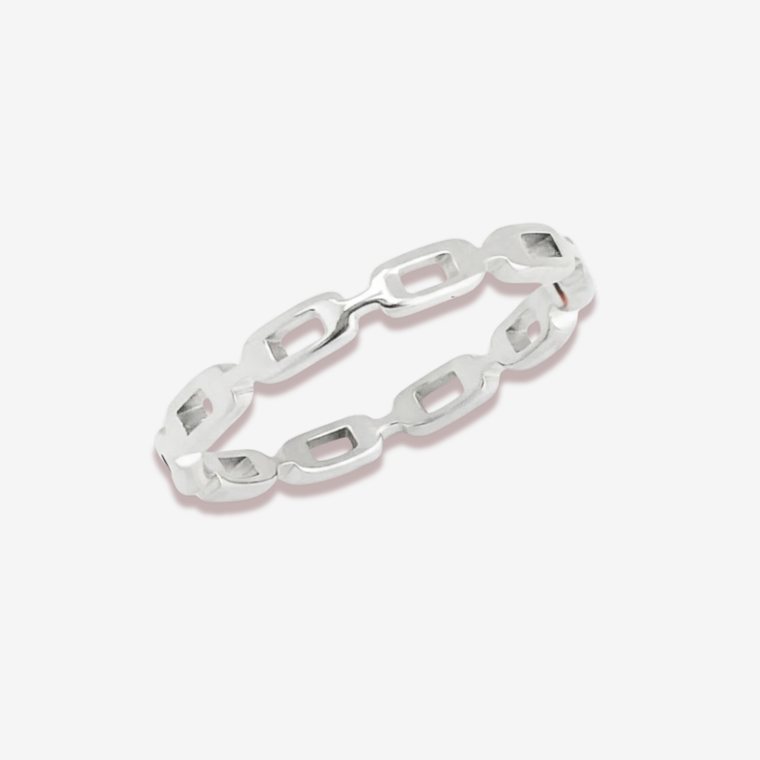 Celine Chain Silver Titanium Ring