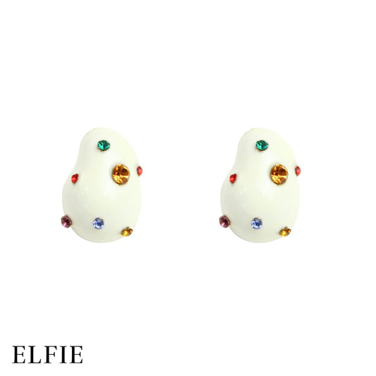 Colourful Diamond White Snow Stud Non-Titanium Earring