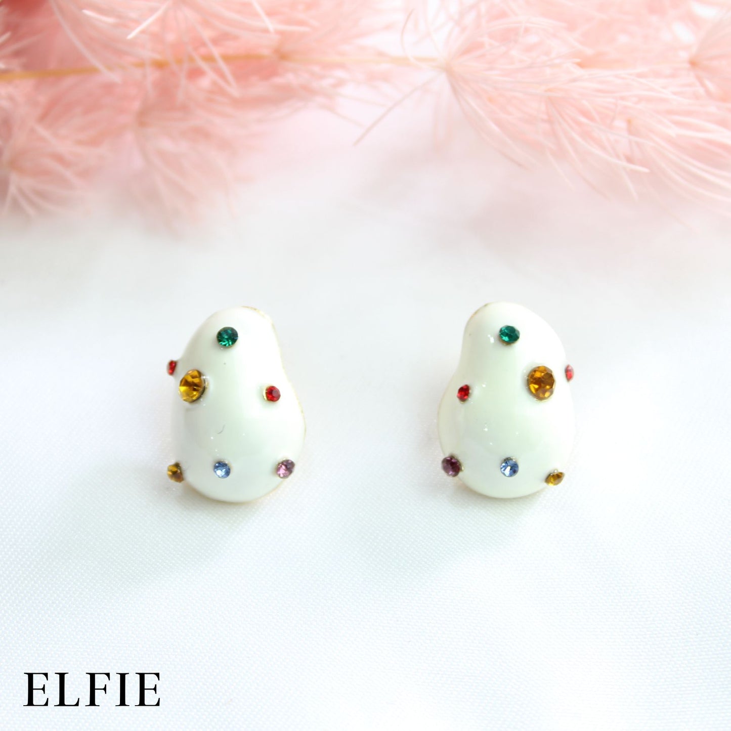 Colourful Diamond White Snow Stud Earring