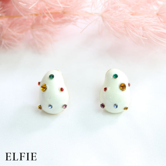 Colourful Diamond White Snow Stud Earring