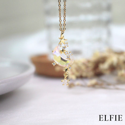 Crystal Astronomic Golden Titanium Necklace