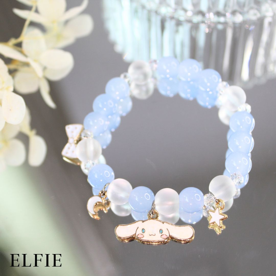 Crystal Blue Bunny Head Glass Bracelet