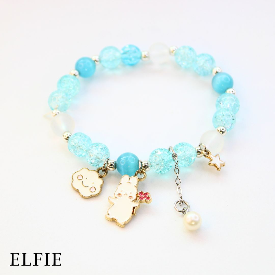 Crystal Blue Happy Rabbit Glass Bracelet