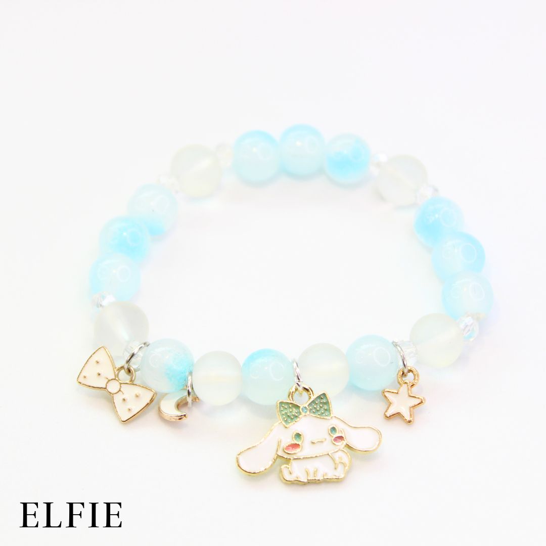 Crystal Blue Pearl Cute Puppy Glass Bracelet