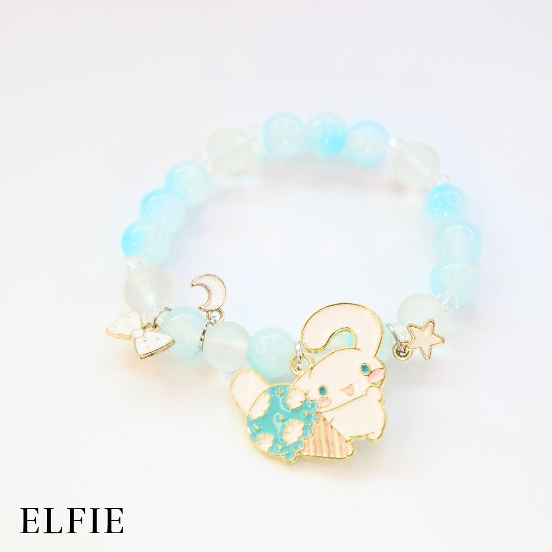 Crystal Blue Pearl Ice Cream Rabbit Glass Bracelet