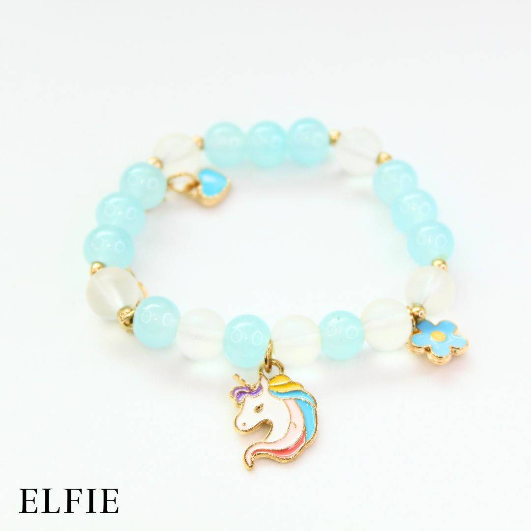 Crystal Blue Unicorn Head Glass Bracelet