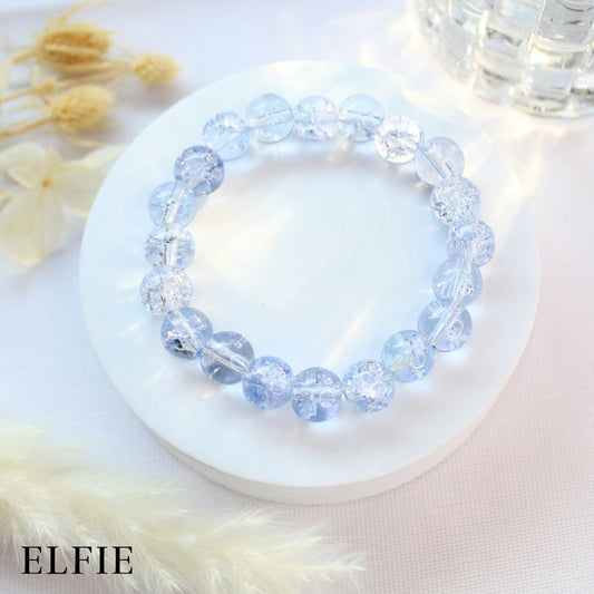 Crystal Clear Blue Pearl Glass Bracelet