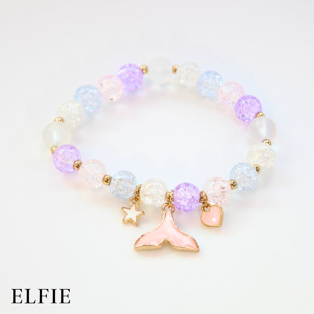 Crystal Clear Purple Fish Tail Glass Bracelet